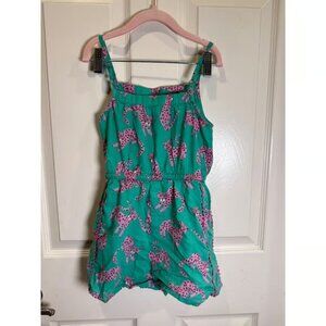 BODEN Kids Girls Teal Leopard Print Romper Jumpsuit Summer Outfit Size 6-7Y